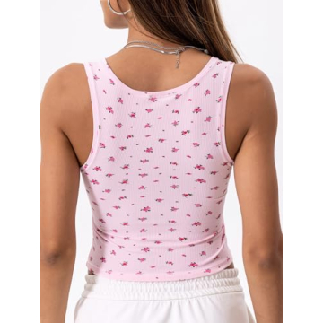 Danysu Women Cotton Rib Tank Top with Built-in Bra