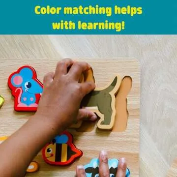 Chuckle & Roar - 2 Pack Shapes and Animals Wooden Puzzles - Fun and Educational Wooden Puzzle for Kids - Develops Fine Motor Skills - 18 Total Wooden Pieces