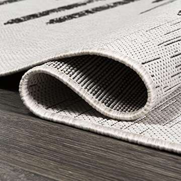 JONATHAN Y SMB124D-5 Zolak Berber Stripe Geometric Indoor Outdoor Area Rug Bohemian Contemporary Easy Cleaning Bedroom Kitchen Backyard Patio Non Shedding, 5 X 8, Ivory/Black