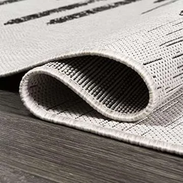 JONATHAN Y SMB124D-5 Zolak Berber Stripe Geometric Indoor Outdoor Area Rug Bohemian Contemporary Easy Cleaning Bedroom Kitchen Backyard Patio Non Shedding, 5 X 8, Ivory/Black