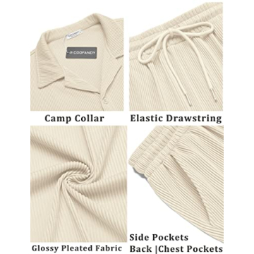 COOFANDY Men's Summer 2 Piece Casual Shirt and Shorts Set