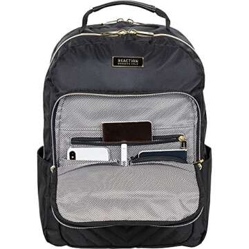 Kenneth Cole REACTION Women's Chelsea Chevron 15" Laptop and Tablet Backpack, Black
