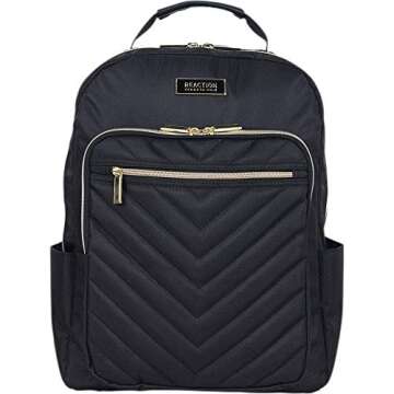 Kenneth Cole REACTION Women's Chelsea Chevron 15" Laptop and Tablet Backpack, Black