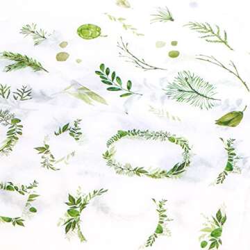 36 Sheets Stickers Set, Green Leaves Foliage Planner Stickers Set Decorative Sticker Collection for Scrapbooking, Calendars, Arts, Kids DIY Crafts, Album, Bullet Journals (Plant Theme)