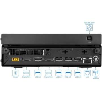 Lenovo ThinkCentre M910q Mini PC Desktop Computer and Monitor 21.5'' 1080P, Core i5-6500, 16GB RAM, 512GB SSD, Speaker, Keyboard and Mouse, Windows 10 Pro 64-bit (Renewed)