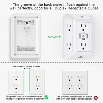 POWRUI 6 Outlet Surge Protector with USB C and Night Light