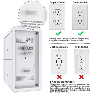 POWRUI 6 Outlet Surge Protector with USB C and Night Light