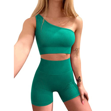 OQQ Stylish Workout Outfit Women 2 Piece Ribbed Set