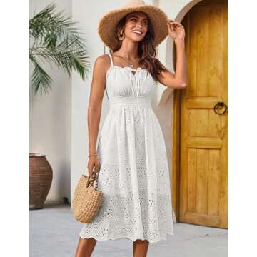 GRACE KARIN Women's 2025 Summer Sleeveless Eyelet Dress Casual Knot Front A Line Sundress Elegant Ho...