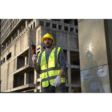 Dazonity High Visibility Safety Vest with Multi Pockets and Zipper, XL,Reflective Strips, Fit for Men & Women, Work, Construction,Cycling, Runnning, Surveyor, Volunteer (Yellow-XL)