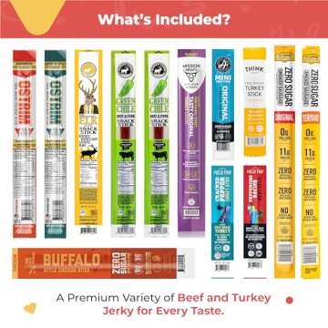 Jerky Sticks Gift for Men – Curated High Protein Snack Assortment – Beef & Turkey Jerky Variety ...