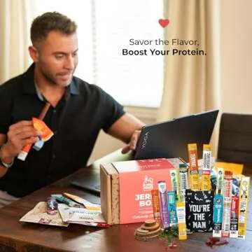 Jerky Sticks Gift for Men – Curated High Protein Snack Assortment – Beef & Turkey Jerky Variety Pack – Exotic Meat Gift Set – Alternative to Beef Jerky Gift Basket for Men & Women