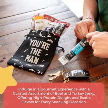 Jerky Sticks Gift for Men – Curated High Protein Snack Assortment – Beef & Turkey Jerky Variety Pack – Exotic Meat Gift Set – Alternative to Beef Jerky Gift Basket for Men & Women