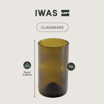 Eco-Friendly IWAS Olive Drinking Glasses Set of 6 | 400 ML