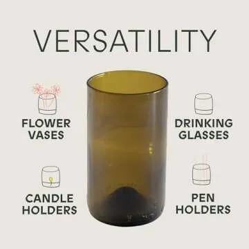 Eco-Friendly IWAS Olive Drinking Glasses Set of 6 | 400 ML