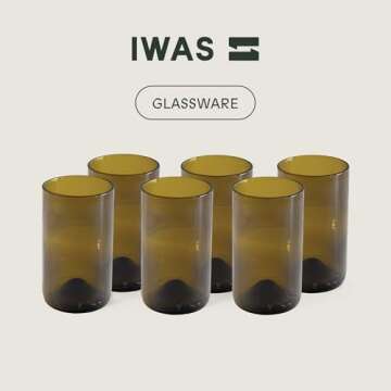Eco-Friendly IWAS Olive Drinking Glasses Set of 6 | 400 ML