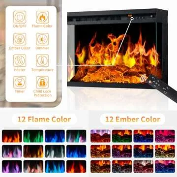 Breezestival 59" Fireplace TV Stand with 3-Side Glass Electric Fireplace for TVs up to 65", Rustic Media Entertainment Center with LED Lights for Living Room, White