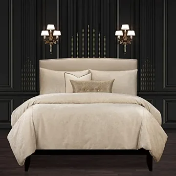 Overstock F Scott Fitzgerald Rhythm and Rhyme Cream Luxury Duvet Cover and Insert Set Queen 6 Piece