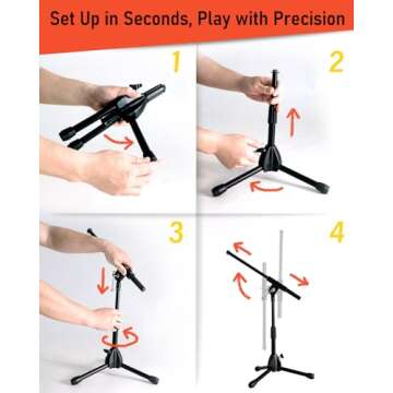 Stage Rocker Low-Profile Mic Boom Stand - Adjustable & Portable