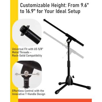 Stage Rocker Low-Profile Mic Boom Stand - Adjustable & Portable