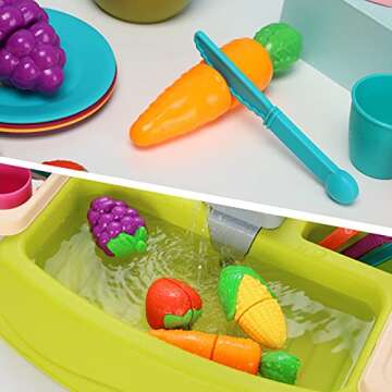 Play Kitchen Sink Toys Set with Running Water for Toddlers, Electric Toddler Kitchen Dishwasher Playing Toy, Pretend Role Toys with Automatic Water Cycle System for Kids Boys Girls