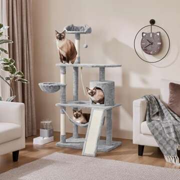 Yaheetech 63.5in Multi-Level Cat Tree Tower Condo with Scratching Posts, Platform & Hammock, Cat Act...