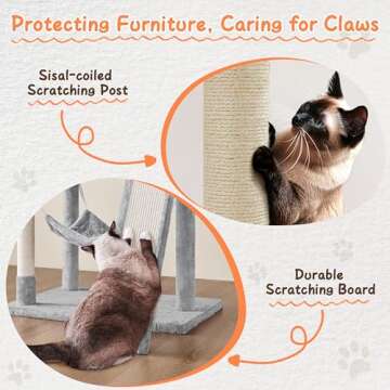 Yaheetech 63.5in Multi-Level Cat Tree Tower Condo with Scratching Posts, Platform & Hammock, Cat Activity Center Play Furniture for Kittens, Cats, and Pets