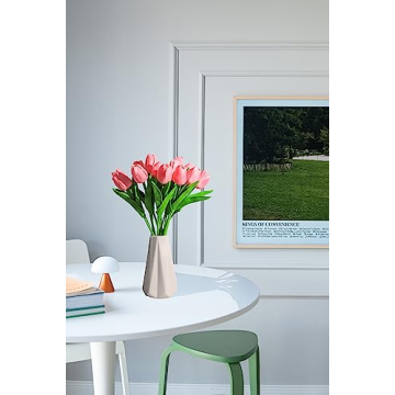 SITUMEIZI 15pcs Rose Red Artificial Tulips for Home Decor