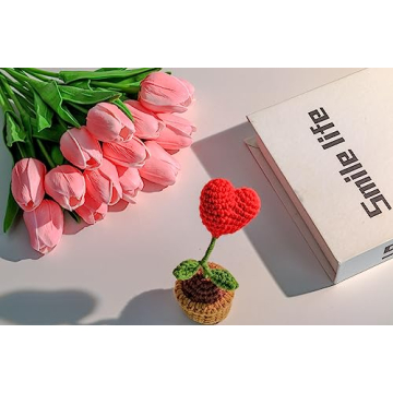 SITUMEIZI 15pcs Rose Red Artificial Tulips for Home Decor