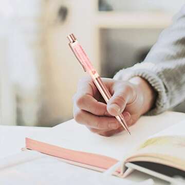 ZZTX 3 Pcs Rose Gold Ballpoint Pens Metal Pen Bling Dynamic Liquid Shell and Caviar Pen With Refills Black Ink Office Supplies Gift Pens For Christmas Wedding Birthday