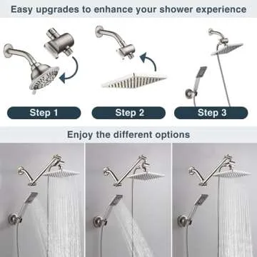 BRIGHT SHOWERS Rain Shower Head with Handheld Spray, 8 Inch Rainfall Shower Head Combo with 60" Hose...