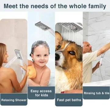 BRIGHT SHOWERS Adjustable Rain Shower Head Combo with Handheld