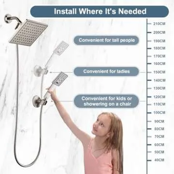 BRIGHT SHOWERS Adjustable Rain Shower Head Combo with Handheld