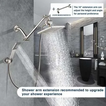 BRIGHT SHOWERS Adjustable Rain Shower Head Combo with Handheld