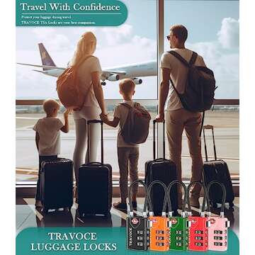 TSA Approved Luggage Locks, Travel Locks Which Also Work Great as Gym Locks, Toolbox Lock, Backpack and More,Black 2 Pack