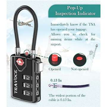 TSA Approved Luggage Locks, Travel Locks Which Also Work Great as Gym Locks, Toolbox Lock, Backpack and More,Black 2 Pack
