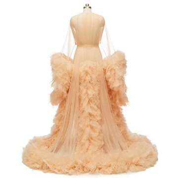 Elegant Puffy Tulle Maternity Robe for Photoshoot