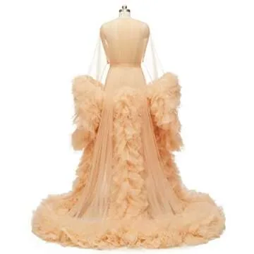 Elegant Puffy Tulle Maternity Robe for Photoshoot