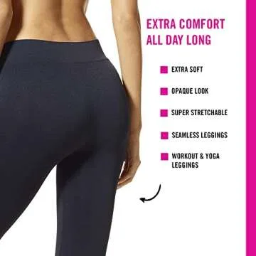 HUE womens Seamless Leggings, Assorted Hosiery, Black, Small-Medium US