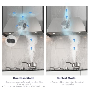 SOONYE 30 inch Range Hood 600 CFM with Push Control