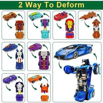 AMENON 24 Pcs Transform Car Robot Toys Christmas Advent Calendar 2024 for Kids Boys, 24 Days Countdown Calendar Large Car Automatic Deformation + 23 Vehicles Xmas Stocking Stuffers Gifts Party Favors