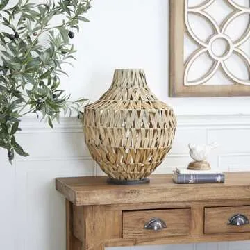 Deco 79 Plastic Rattan Handmade Decorative Vase for Home Decor