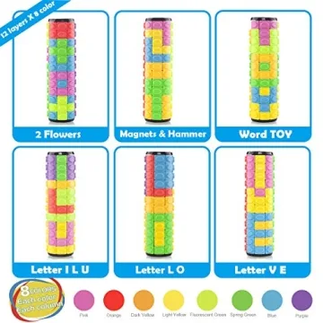 R.Y.TOYS Rotate and Slide Puzzle-Design Patent,Fidget Toys(Restore/Create) 8 Colors,12 Layers-Detach Piece for Quick Play,Brain Teaser,Sensory Toys,Stocking Stuffers