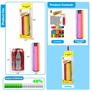 R.Y.TOYS Rotate and Slide Puzzle-Design Patent,Fidget Toys(Restore/Create) 8 Colors,12 Layers-Detach Piece for Quick Play,Brain Teaser,Sensory Toys,Stocking Stuffers