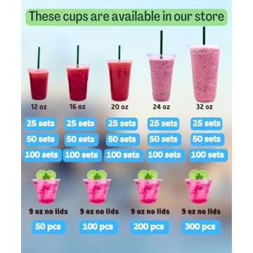 16 oz Clear Plastic Cups with Lids and STRAWS, Disposable Drinking Cups for Cold Drinks, Iced Coffee, Milkshakes, Smoothies, 25 Sets