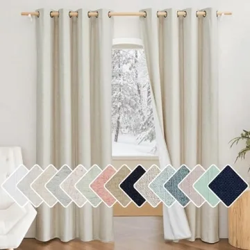 NICETOWN Natural 100% Blackout Linen Curtains - Elegant Energy Efficient Window Treatment