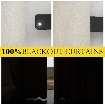 NICETOWN 100% Blackout Linen Curtains for Cozy Living