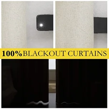 NICETOWN 100% Blackout Linen Curtains for Cozy Living