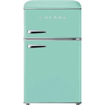 Galanz GLR31TGNER Dual Door Fridge - 3.1 Cu FT, Adjustable Thermostat, Green