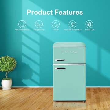 Galanz Dual Door Fridge - 3.1 Cu FT, Green